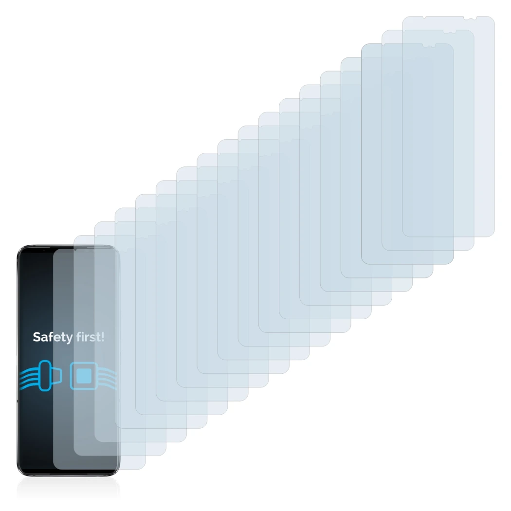 Immagine del dispositivo ASUS ROG Phone 6 con un'ampia varietà di protezioni per lo schermo.