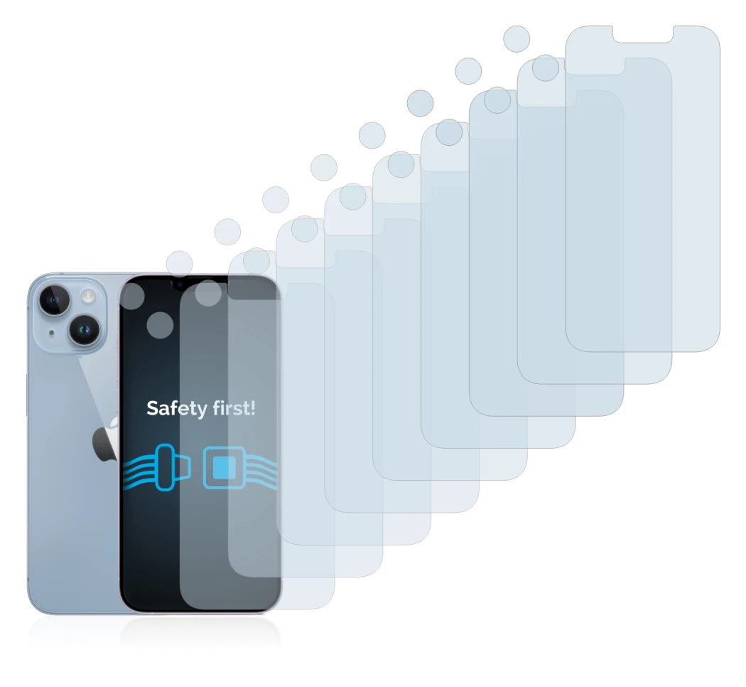Immagine del dispositivo Apple iPhone 14 (Fronte+Fotocamera) con un'ampia varietà di protezioni per lo schermo.