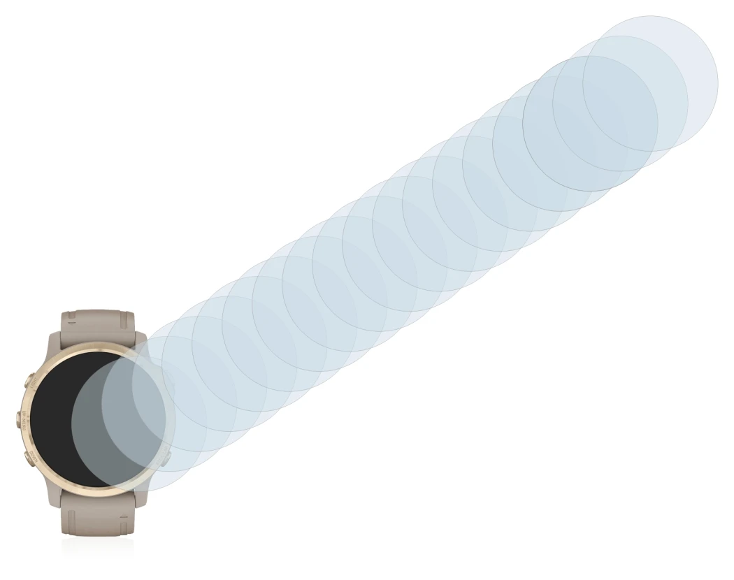 Immagine del dispositivo Garmin Fenix 6S Pro Solar con un'ampia varietà di protezioni per lo schermo.