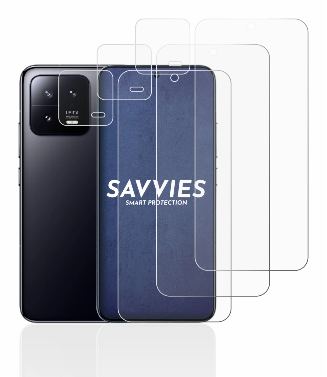 Immagine del dispositivo Xiaomi 13 (Fronte+Fotocamera) con un'ampia varietà di protezioni per lo schermo.