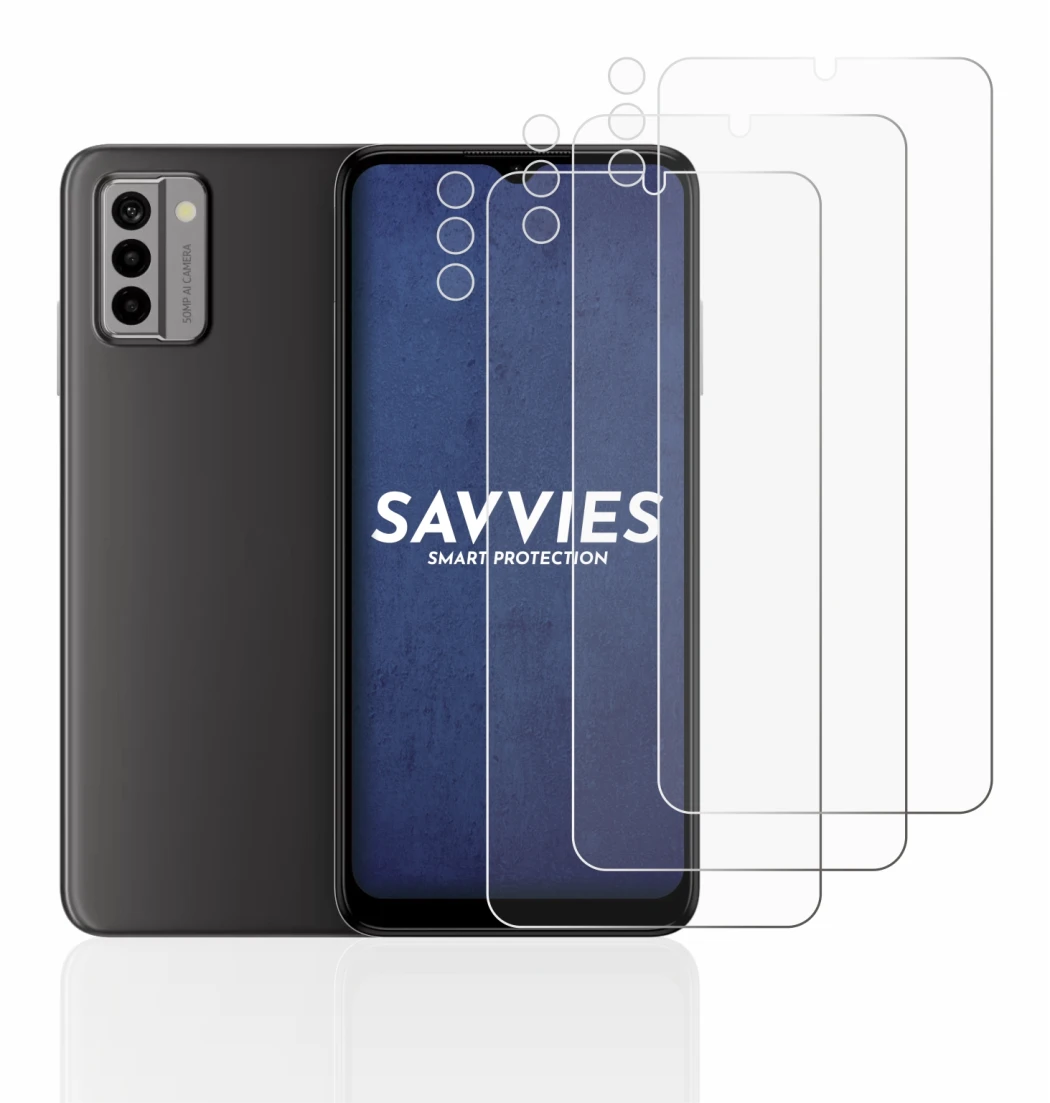 Immagine del dispositivo Nokia G22 (Fronte+Fotocamera) con un'ampia varietà di protezioni per lo schermo.