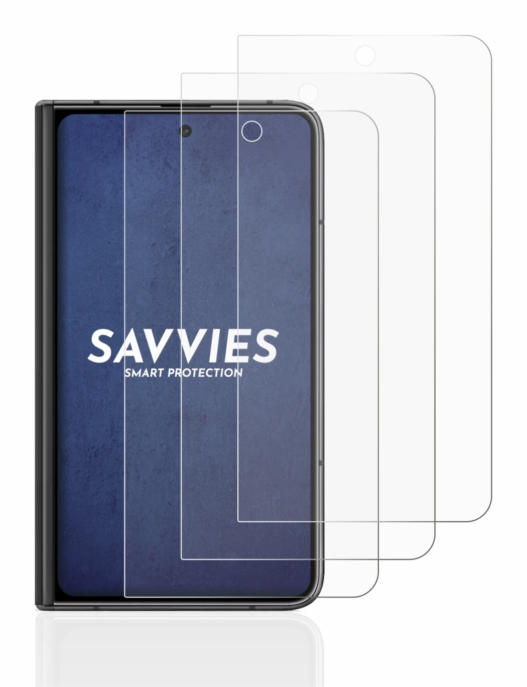 Immagine del dispositivo Google Pixel Fold (Display esterno) con un'ampia varietà di protezioni per lo schermo.