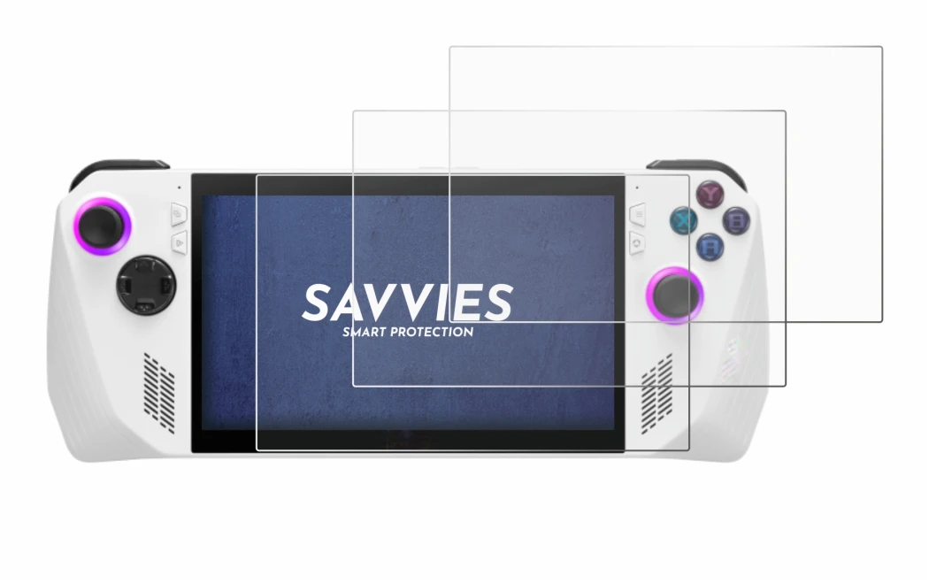 Immagine del dispositivo ASUS ROG Ally (2023) RC71L con un'ampia varietà di protezioni per lo schermo.