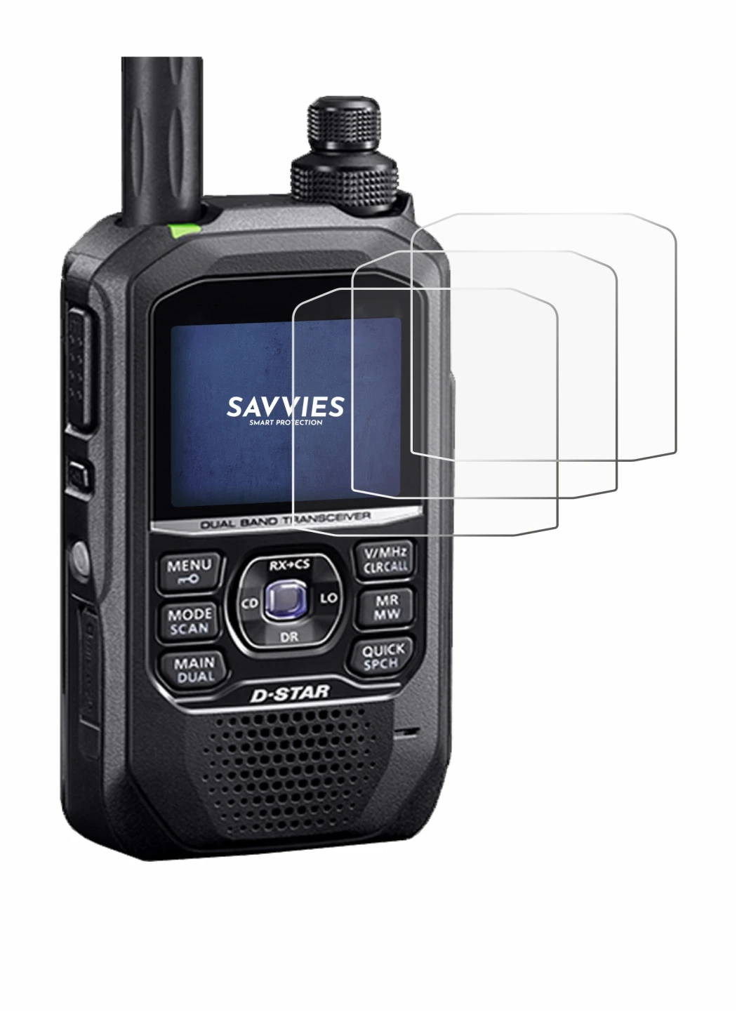 Immagine del dispositivo Icom ID-50E con un'ampia varietà di protezioni per lo schermo.