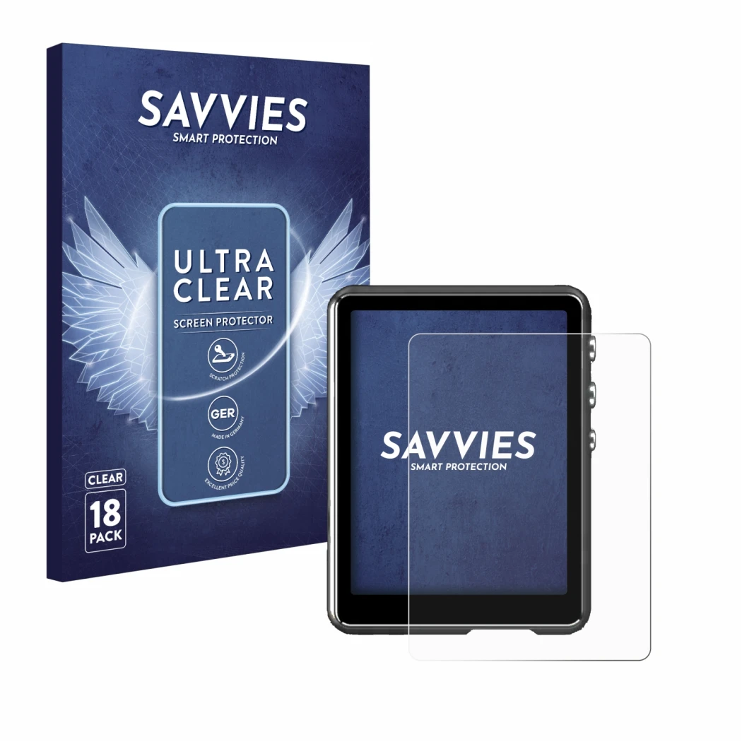 Parte frontale di una confezione del prodotto con il logo del marchio Savvies. Accanto è raffigurato il dispositivo Mechen M3 