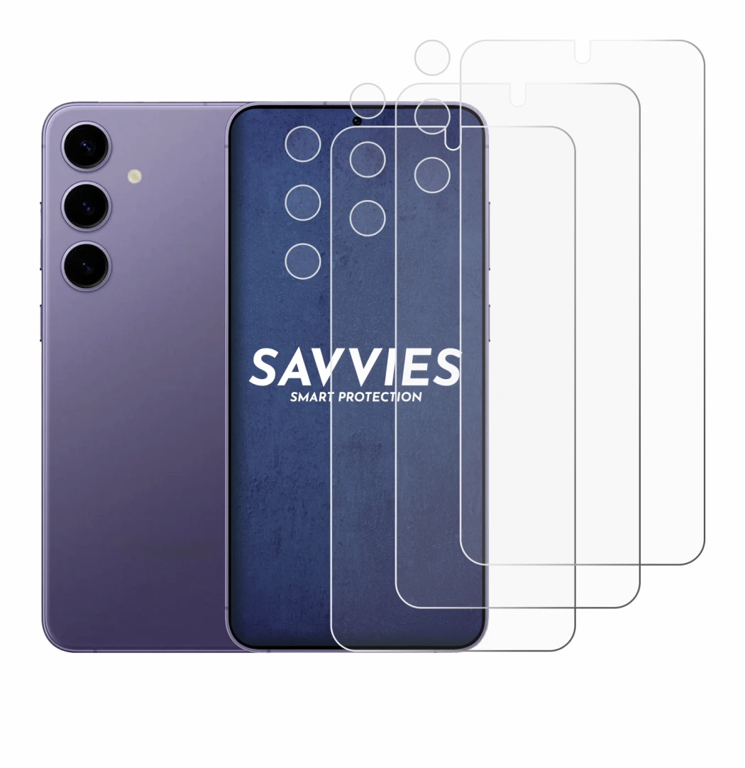 Immagine del dispositivo Samsung Galaxy S24 (Fronte+Fotocamera) con un'ampia varietà di protezioni per lo schermo.