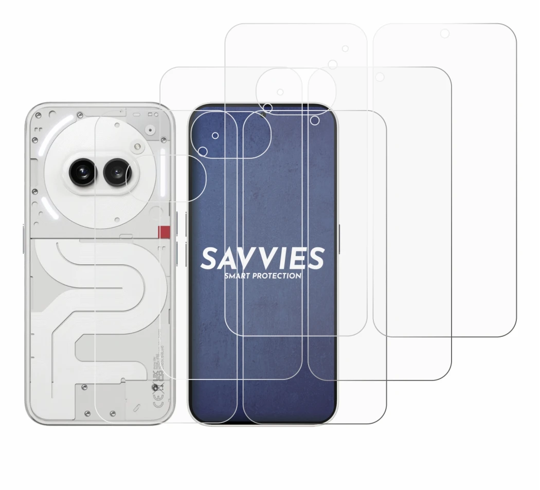 Immagine del dispositivo Nothing Phone (2a) (Fronte+Retro) con un'ampia varietà di protezioni per lo schermo.