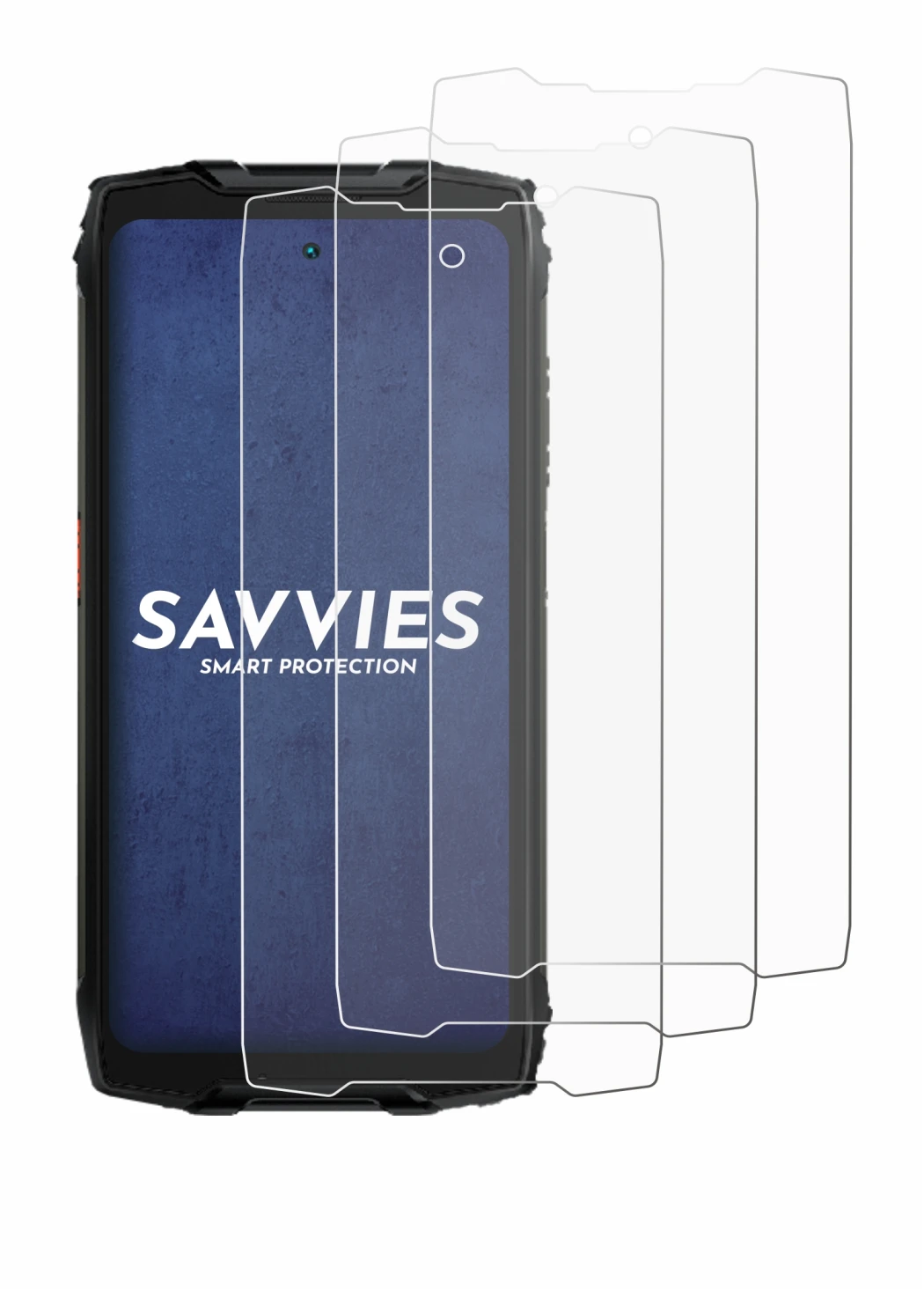 Immagine del dispositivo Blackview BV9300 Pro con un'ampia varietà di protezioni per lo schermo.