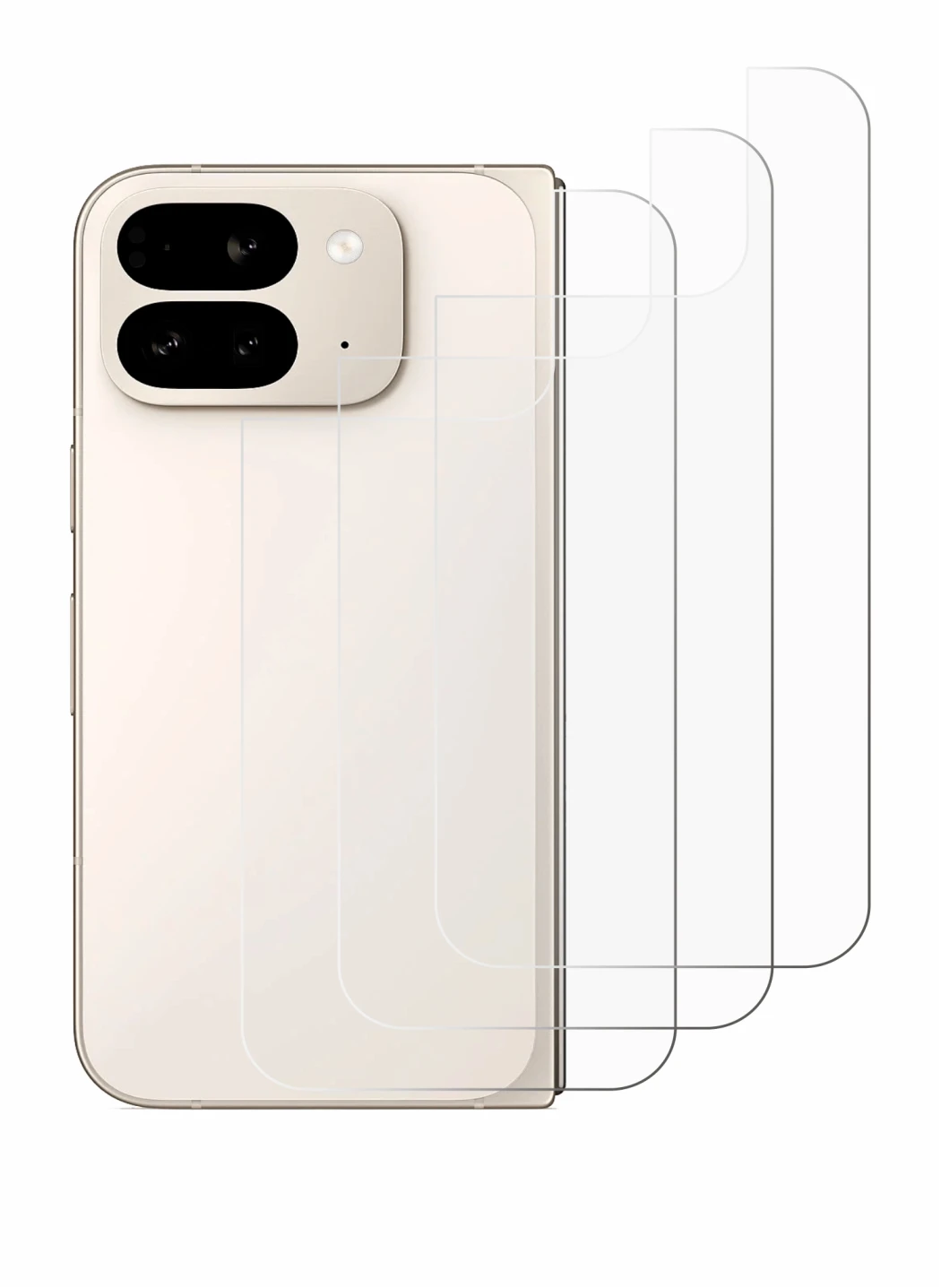 Immagine del dispositivo Google Pixel 9 Pro Fold (Posteriore) con un'ampia varietà di protezioni per lo schermo.