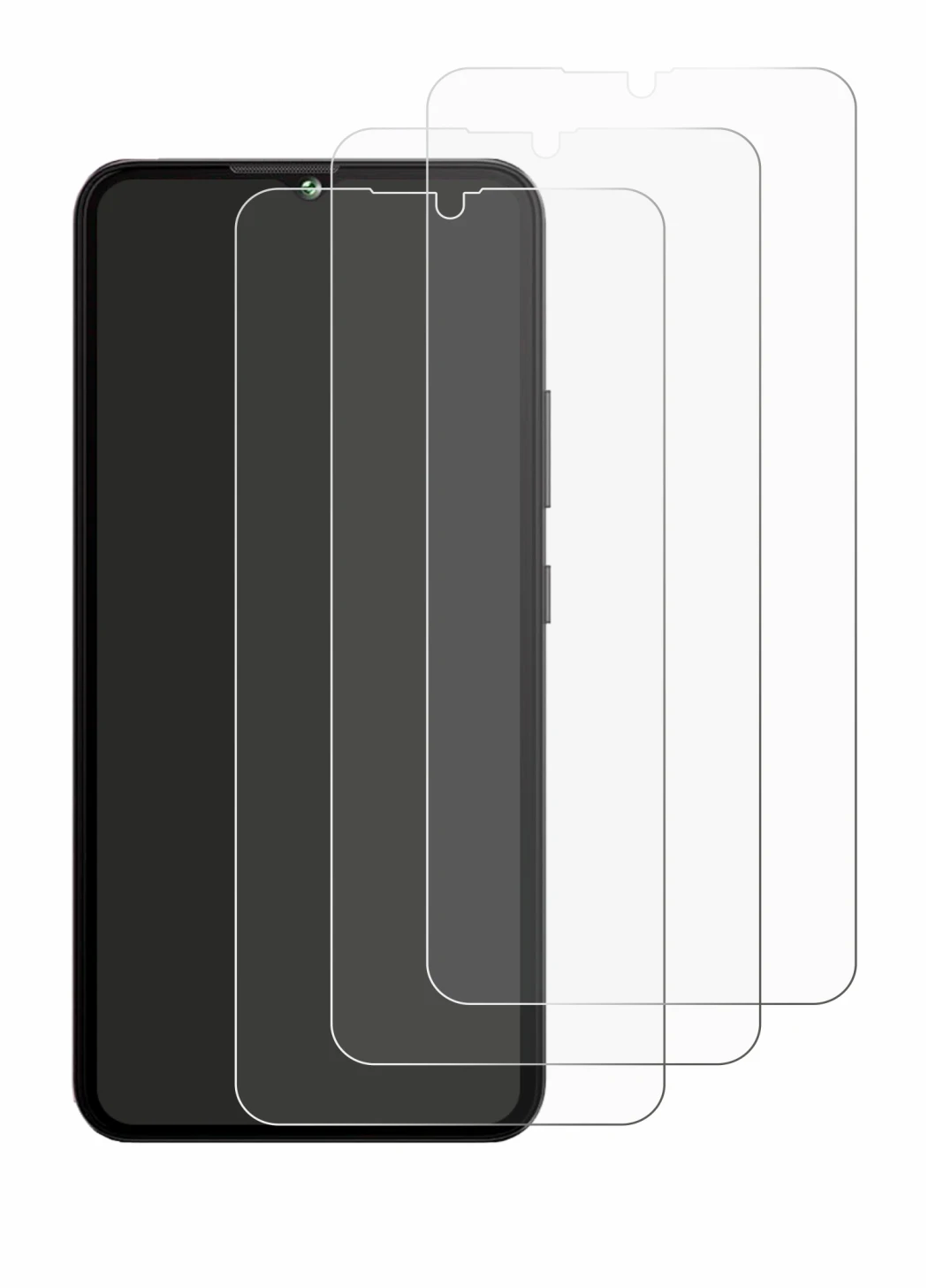 Immagine del dispositivo Cubot A10 con un'ampia varietà di protezioni per lo schermo.