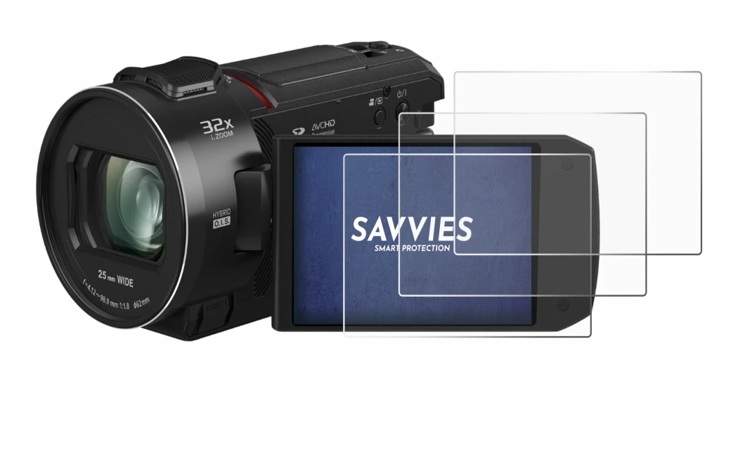 Immagine del dispositivo Panasonic HC-VX3 con un'ampia varietà di protezioni per lo schermo.