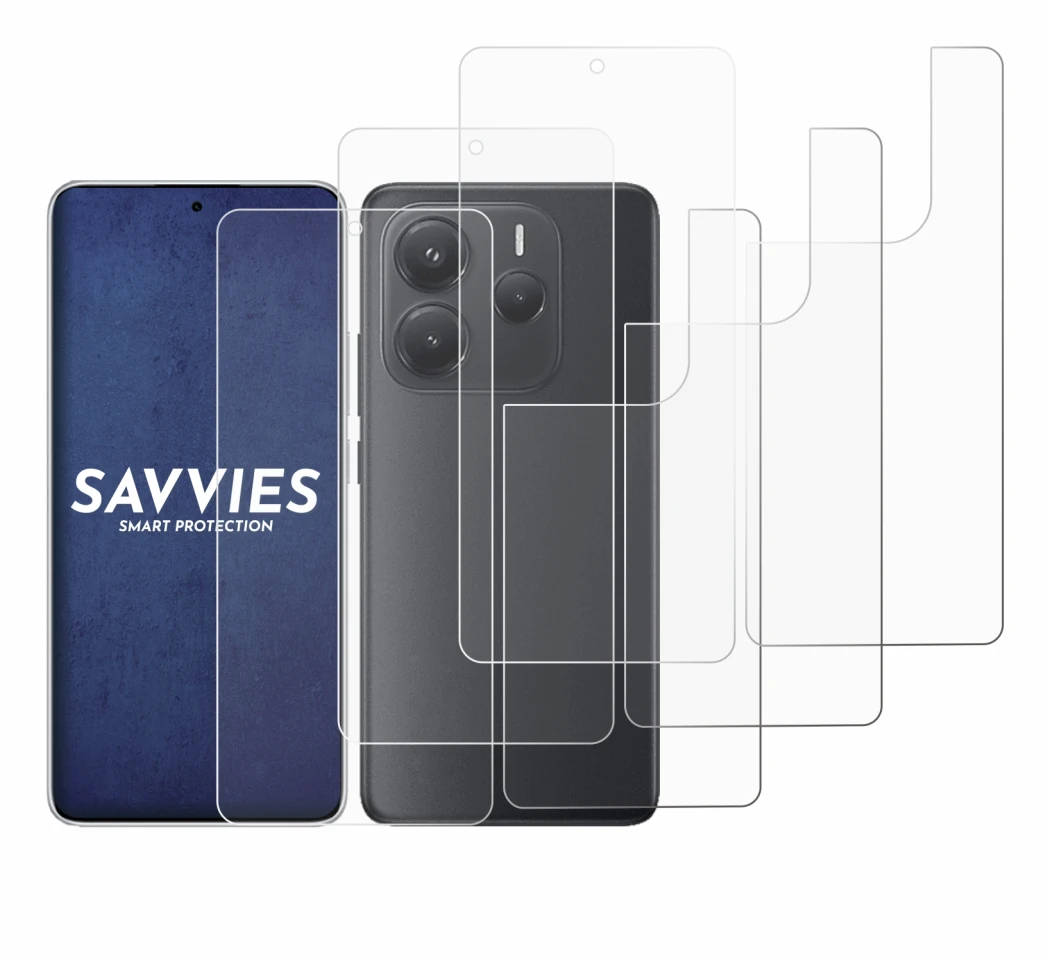 Immagine del dispositivo Xiaomi Redmi Note 14 (Fronte+Retro) con un'ampia varietà di protezioni per lo schermo.