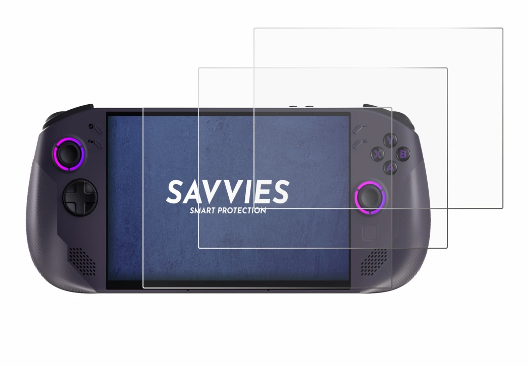 Immagine del dispositivo Lenovo Legion Go S con un'ampia varietà di protezioni per lo schermo.