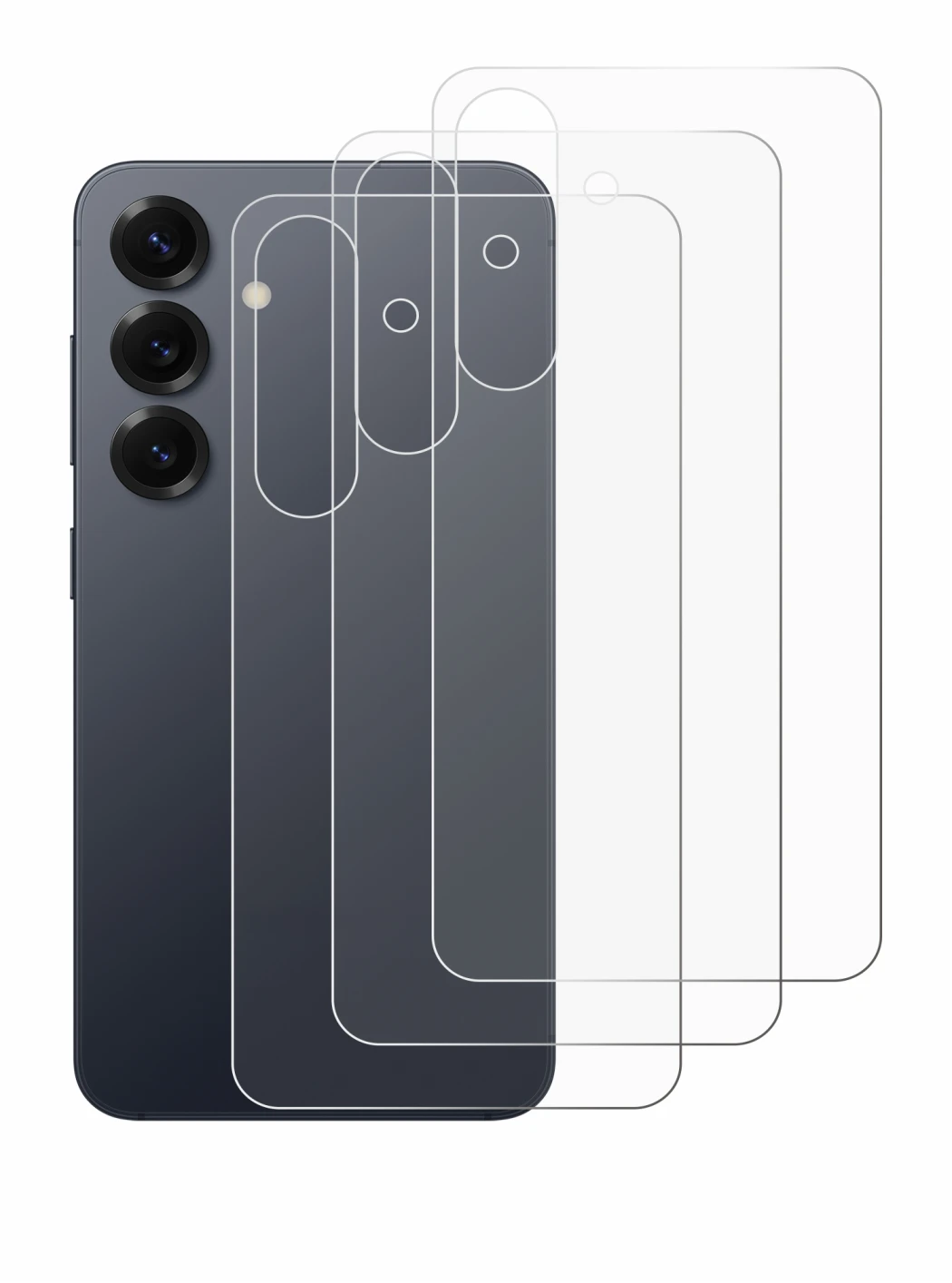 Immagine del dispositivo Samsung Galaxy S25 (Posteriore) con un'ampia varietà di protezioni per lo schermo.