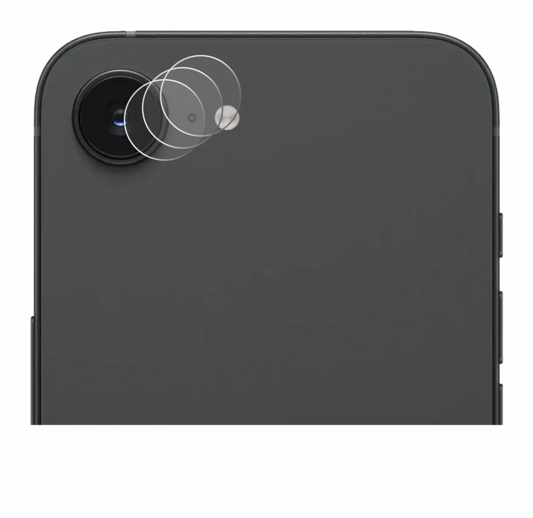 Immagine del dispositivo Apple iPhone 16e (SOLO Fotocamera) con un'ampia varietà di protezioni per lo schermo.