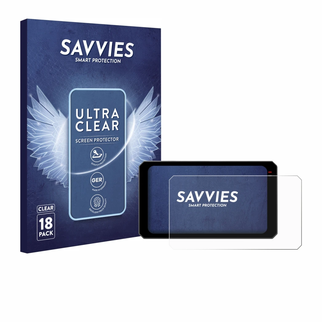 Parte frontale di una confezione del prodotto con il logo del marchio Savvies. Accanto è raffigurato il dispositivo Chigee AIO