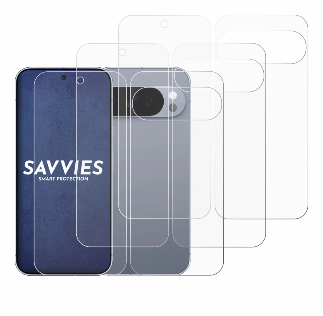 Immagine del dispositivo Google Pixel 10 Pro (Fronte+Retro) con un'ampia varietà di protezioni per lo schermo.