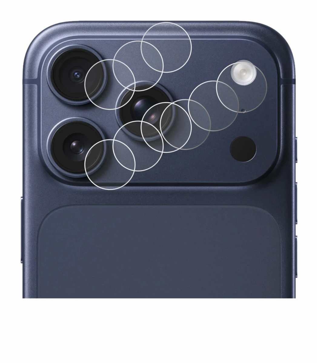 Immagine del dispositivo Apple iPhone 17 Pro (SOLO Fotocamera) con un'ampia varietà di protezioni per lo schermo.