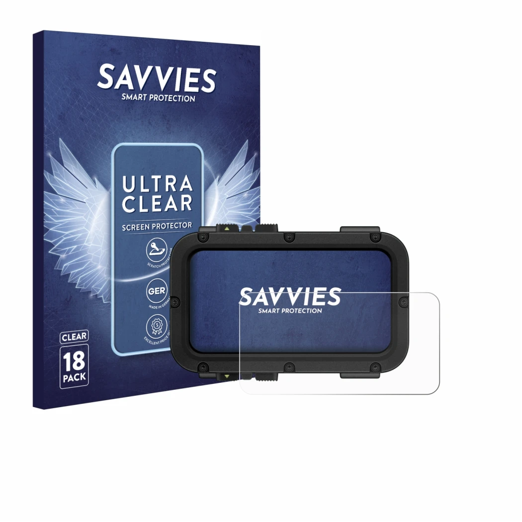 Parte frontale di una confezione del prodotto con il logo del marchio Savvies. Accanto è raffigurato il dispositivo Suunto Nau