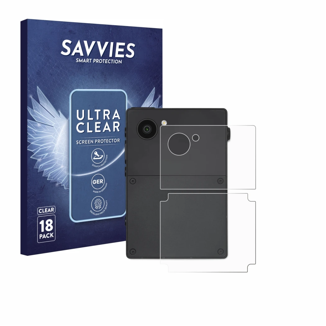 Parte frontale di una confezione del prodotto con il logo del marchio Savvies. Accanto è raffigurato il dispositivo Light Phon