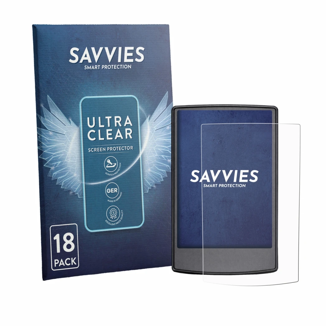 Parte frontale di una confezione del prodotto con il logo del marchio Savvies. Accanto è raffigurato il dispositivo Engwe Engi