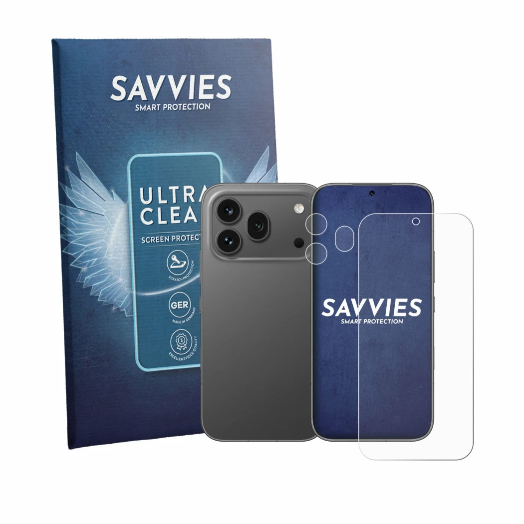 Parte frontale di una confezione del prodotto con il logo del marchio Savvies. Accanto è raffigurato il dispositivo Honor 600 