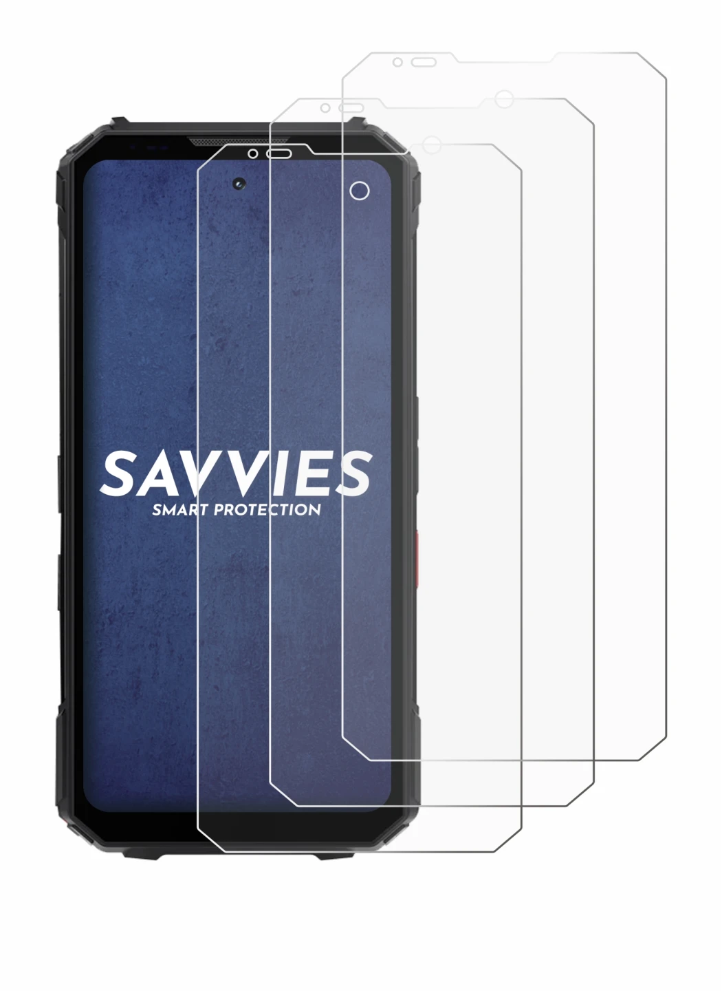 Immagine del dispositivo Doogee V Max LR con un'ampia varietà di protezioni per lo schermo.