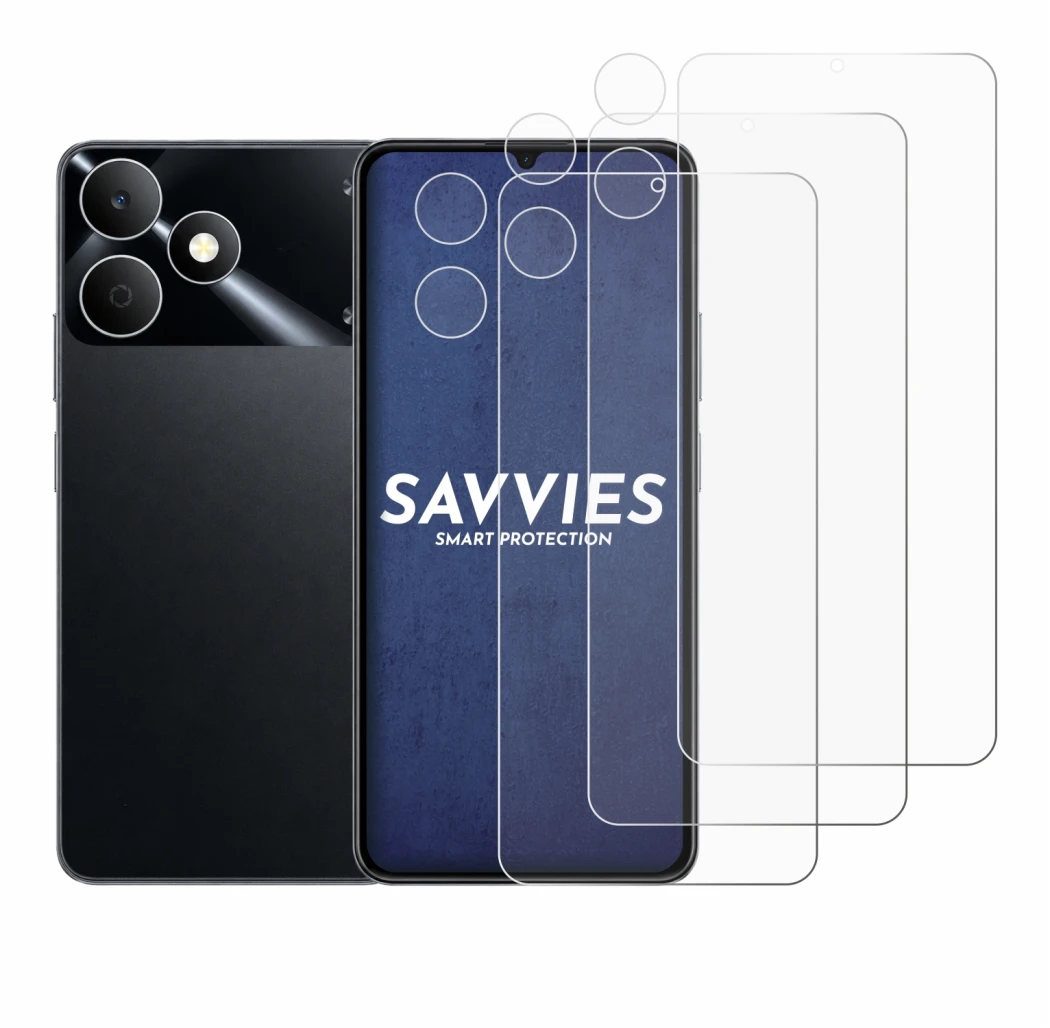 Immagine del dispositivo realme Note 80 (Fronte+Fotocamera) con un'ampia varietà di protezioni per lo schermo.