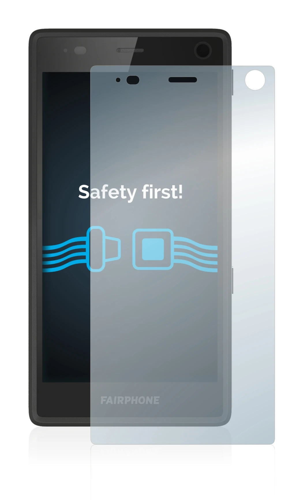 Immagine del dispositivo Fairphone 2 con un'ampia varietà di protezioni per lo schermo.