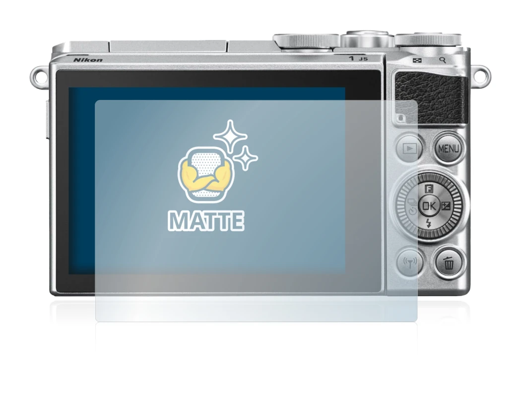 Immagine del dispositivo Nikon 1 J5 con un'ampia varietà di protezioni per lo schermo.