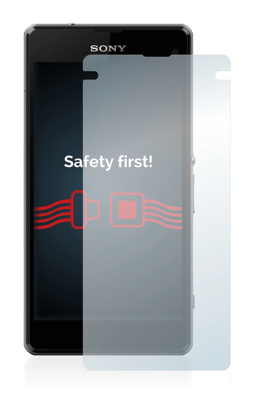 Immagine del dispositivo Sony Xperia Z1 Compact D5503 con un'ampia varietà di protezioni per lo schermo.