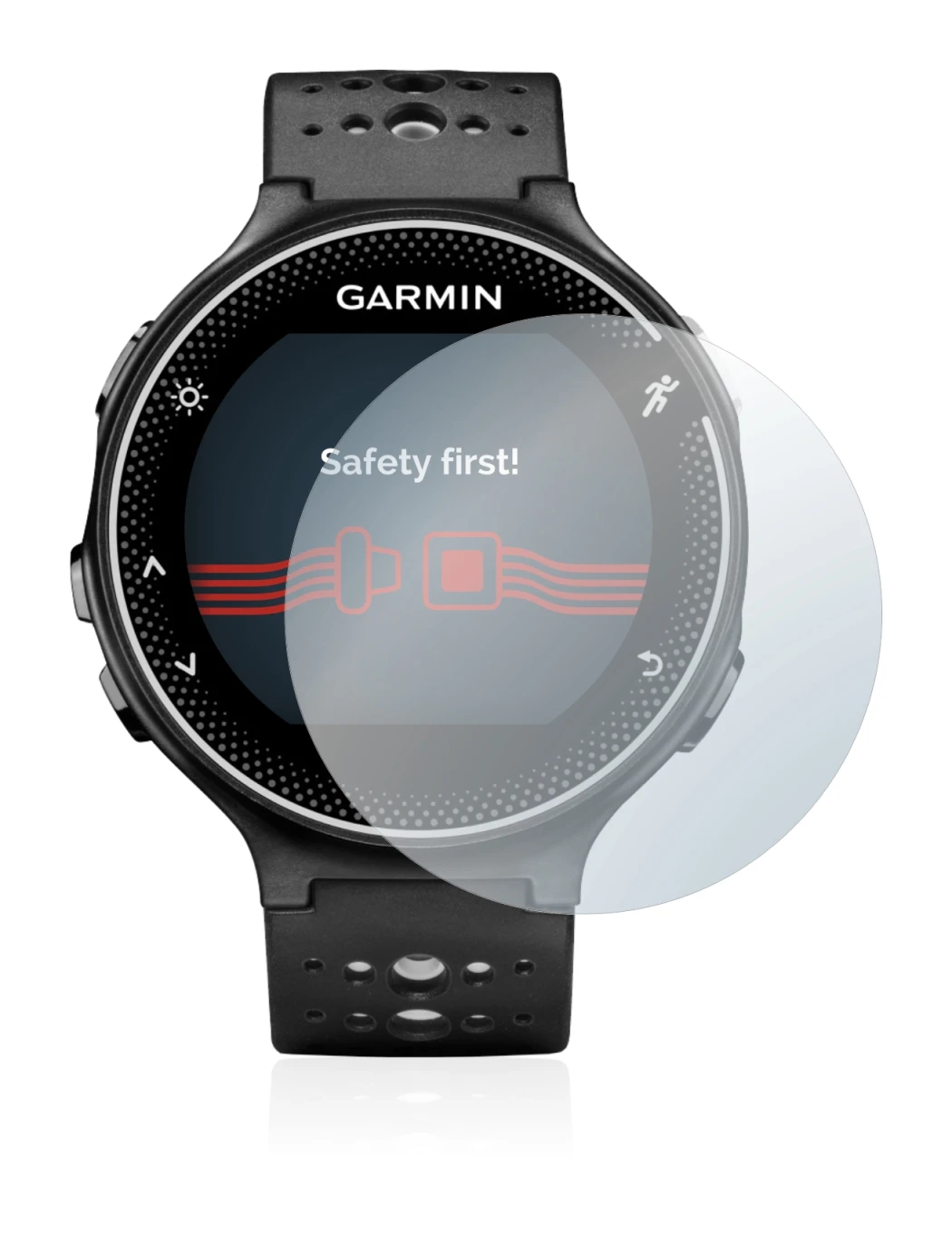 Immagine del dispositivo Garmin Forerunner 230 con un'ampia varietà di protezioni per lo schermo.
