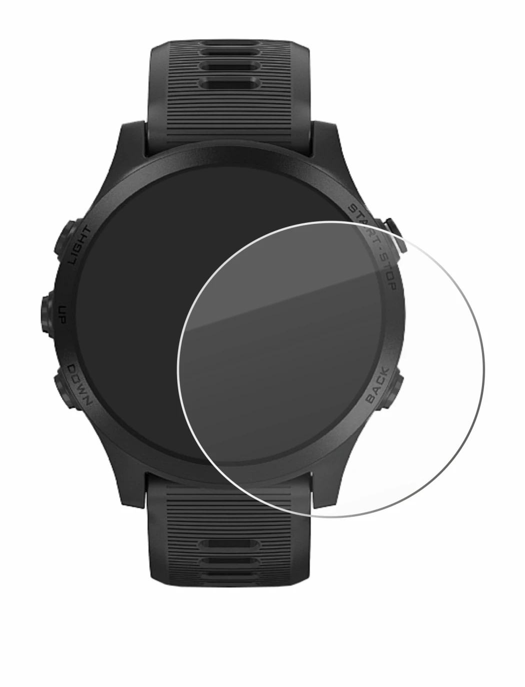 Immagine del dispositivo Garmin Forerunner 945 con un'ampia varietà di protezioni per lo schermo.
