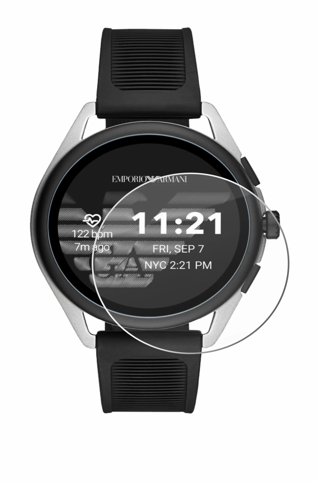 Immagine del dispositivo Emporio Armani Connected Smartwatch 3 con un'ampia varietà di protezioni per lo schermo.