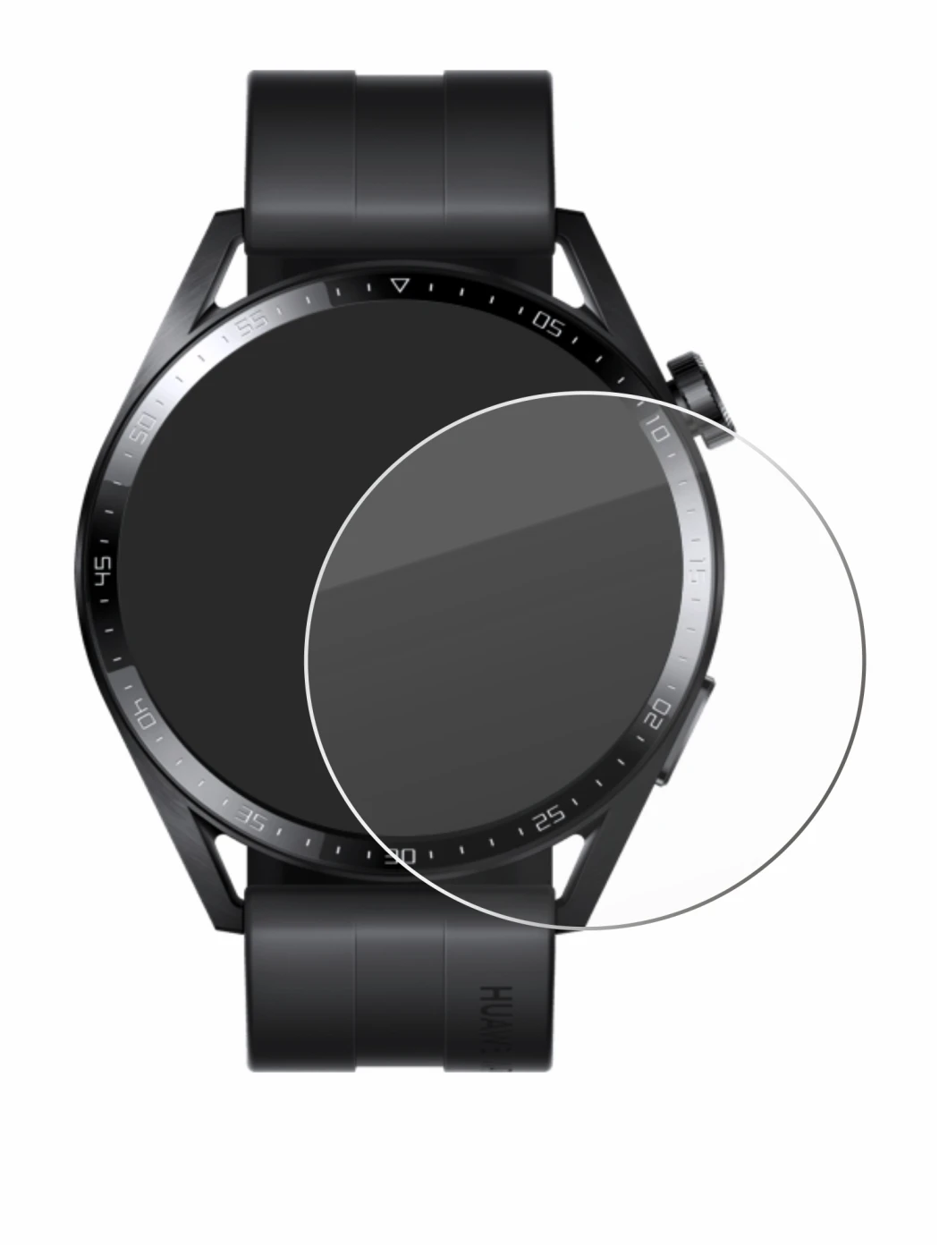Immagine del dispositivo Huawei Watch GT 3 (46 mm) con un'ampia varietà di protezioni per lo schermo.