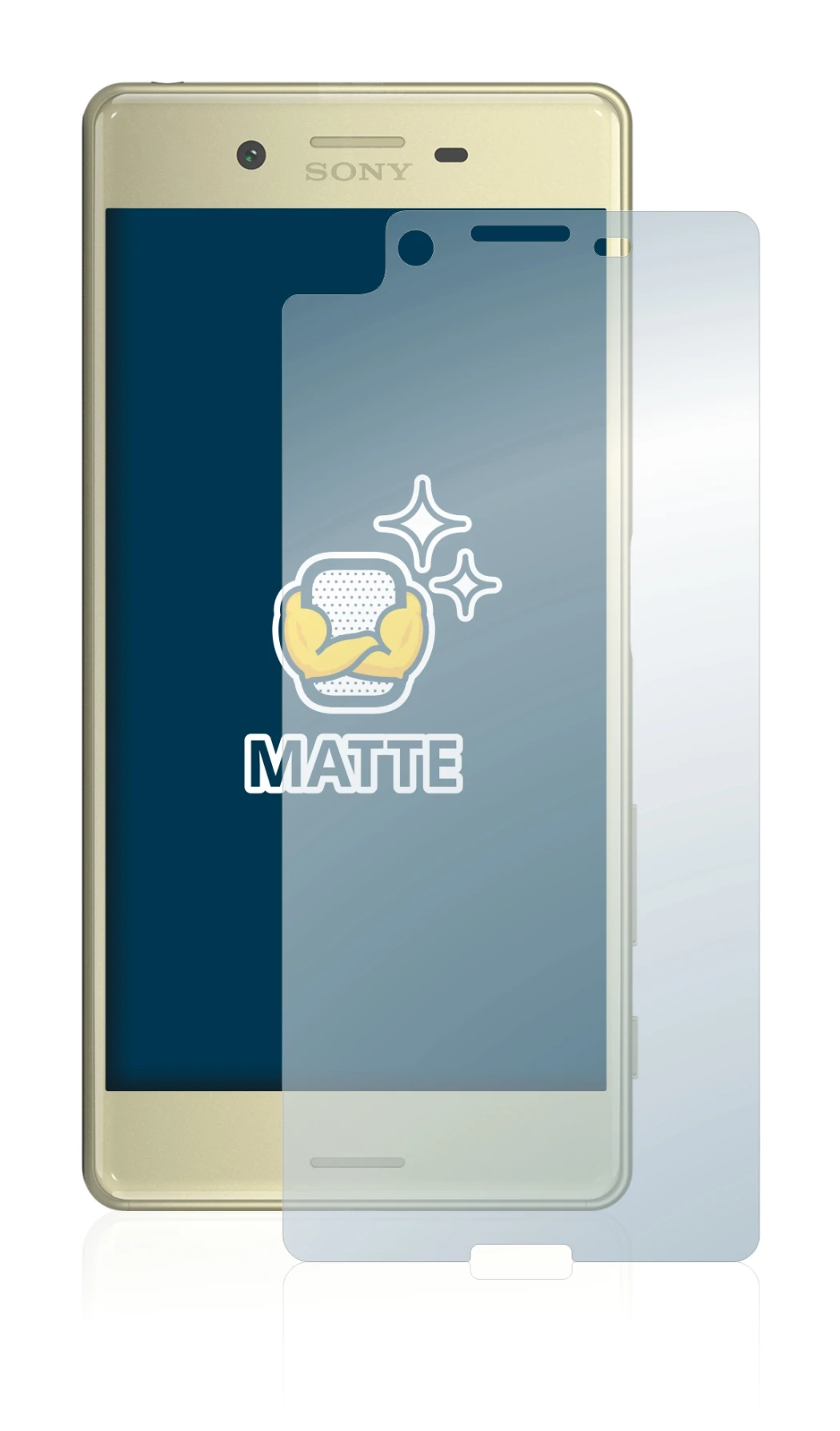 Immagine del dispositivo Sony Xperia X con un'ampia varietà di protezioni per lo schermo.