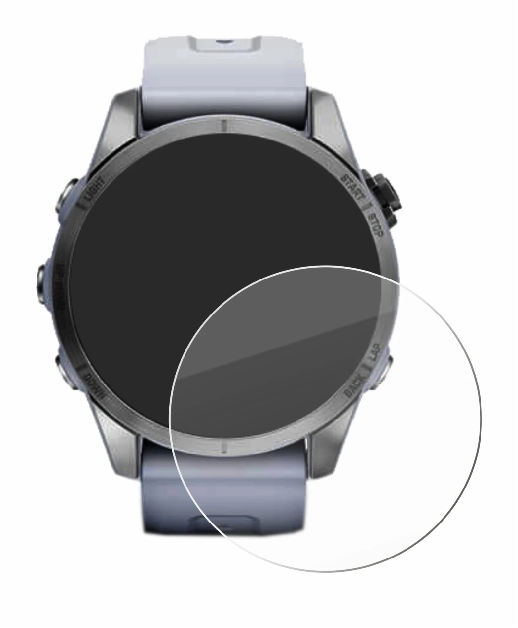 Immagine del dispositivo Garmin Fenix 7S v con un'ampia varietà di protezioni per lo schermo.