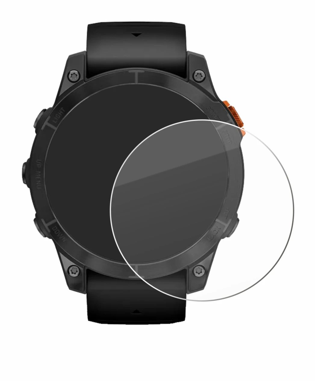 Immagine del dispositivo Garmin Fenix 7 Pro Solar (47 mm) con un'ampia varietà di protezioni per lo schermo.
