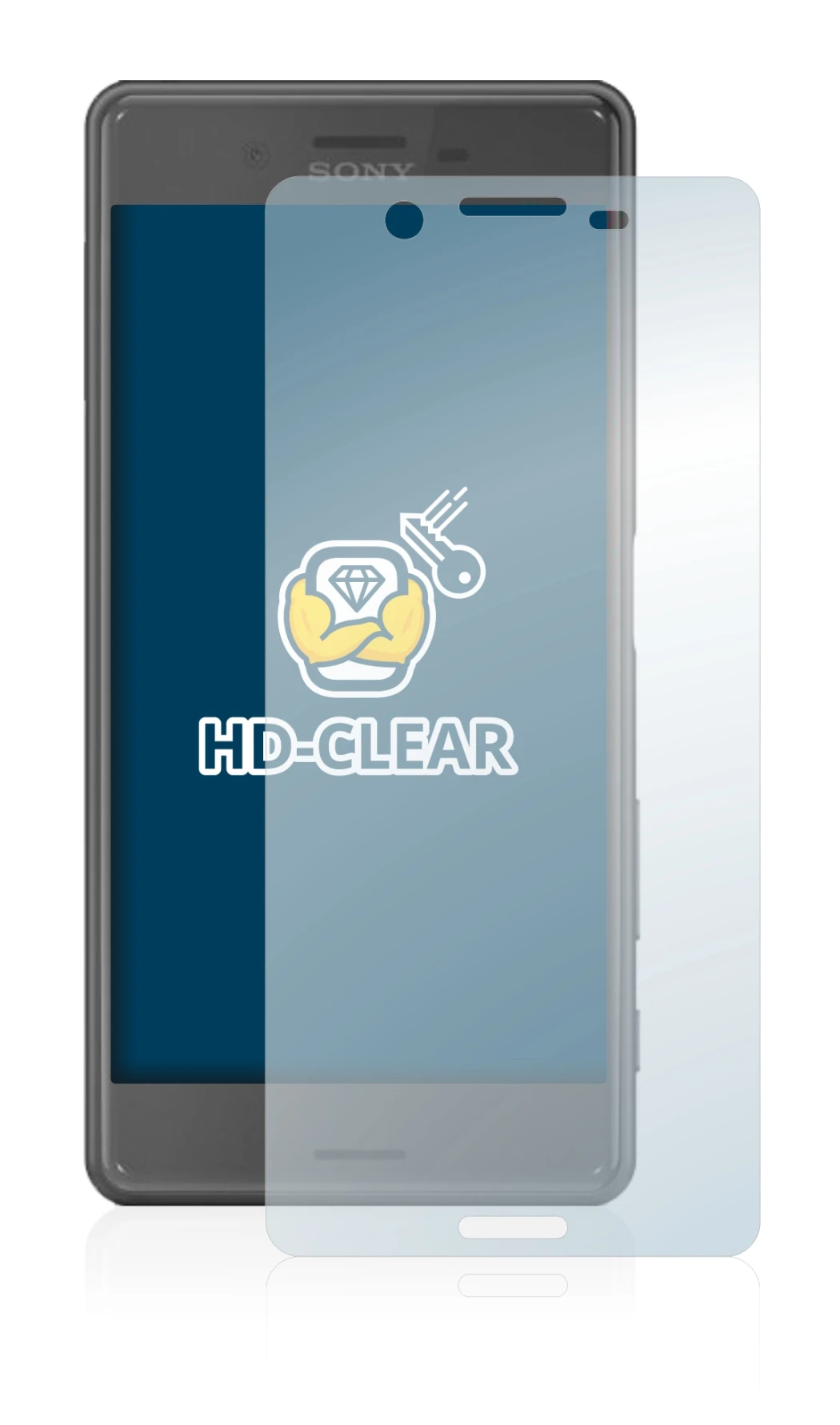 Immagine del dispositivo Sony Xperia X Performance con un'ampia varietà di protezioni per lo schermo.