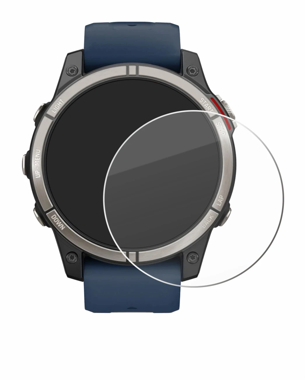 Immagine del dispositivo Garmin quatix 7 Pro con un'ampia varietà di protezioni per lo schermo.