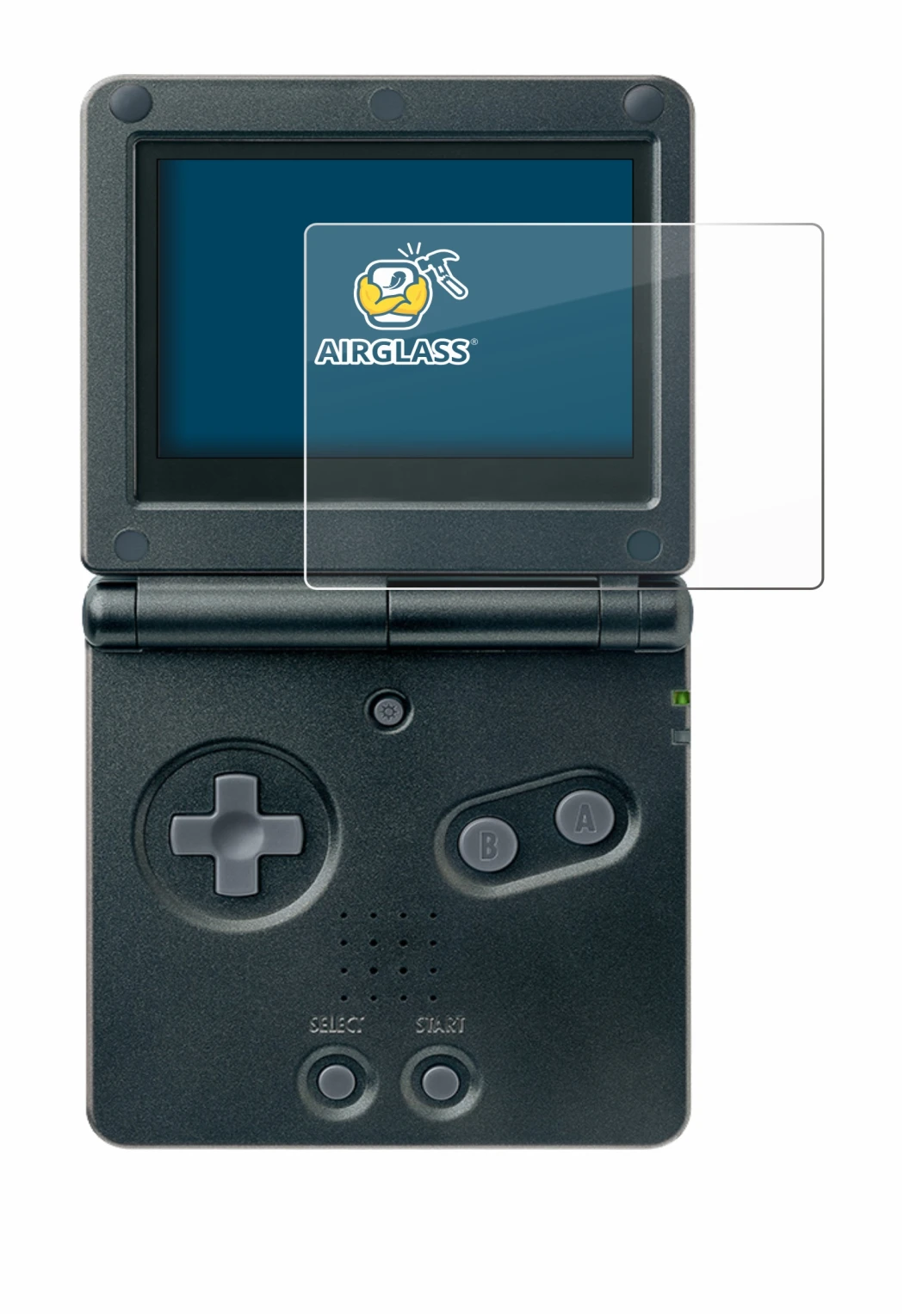 Immagine del dispositivo Nintendo Gameboy Advance GBA SP con un'ampia varietà di protezioni per lo schermo.