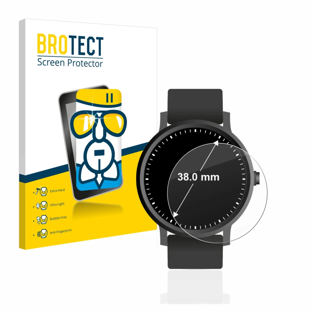Parte frontale di una confezione del prodotto con il logo del marchio BROTECT. Accanto è raffigurato il dispositivo Orologi (C