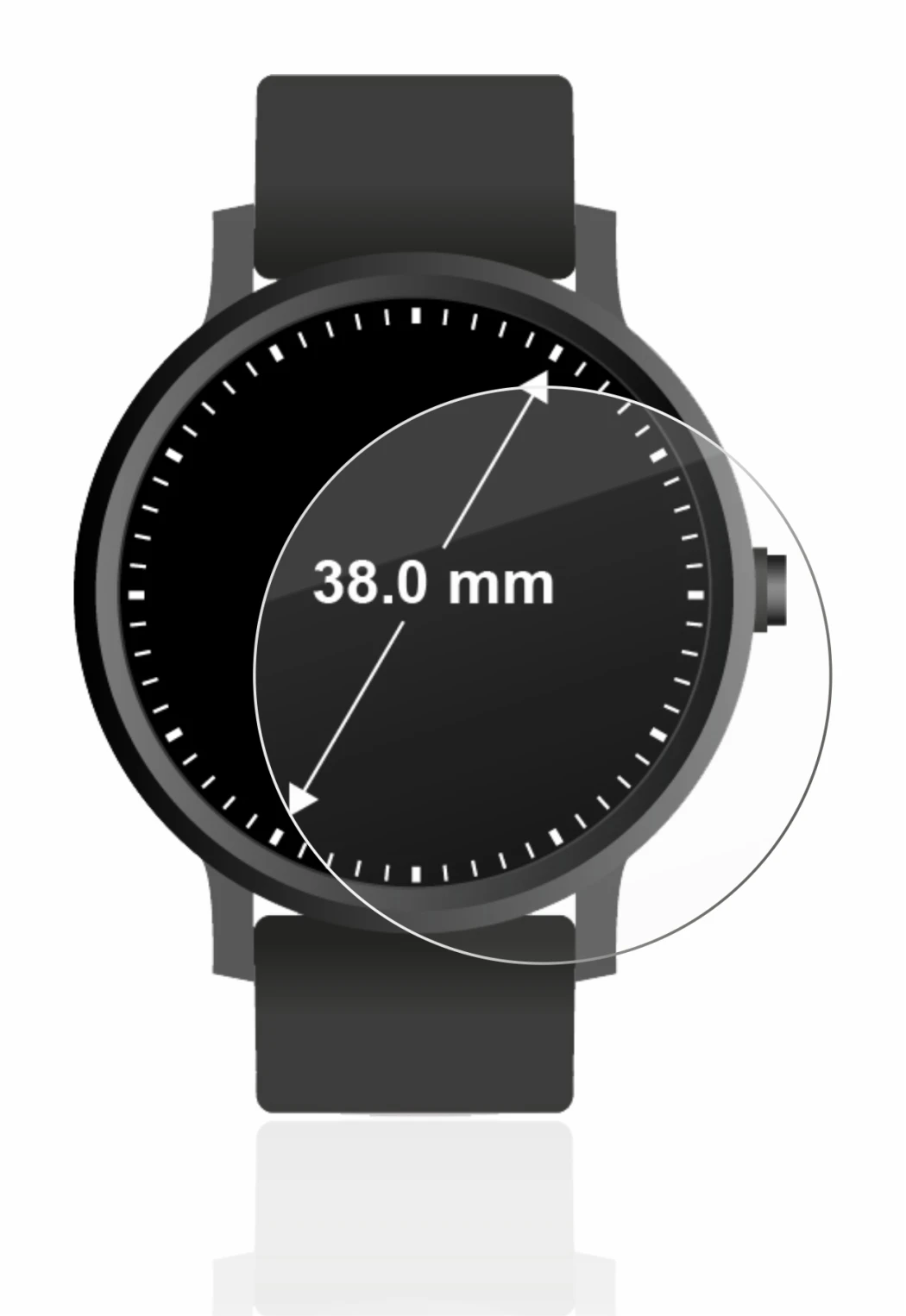 Immagine del dispositivo Orologi (Circolare, ø: 38 mm) con un'ampia varietà di protezioni per lo schermo.
