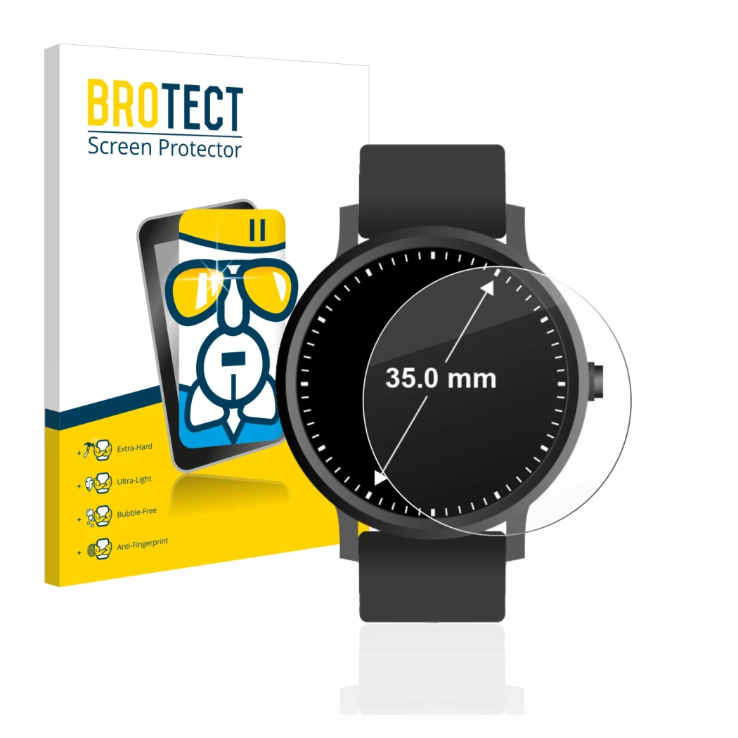 Parte frontale di una confezione del prodotto con il logo del marchio BROTECT. Accanto è raffigurato il dispositivo Orologi (C