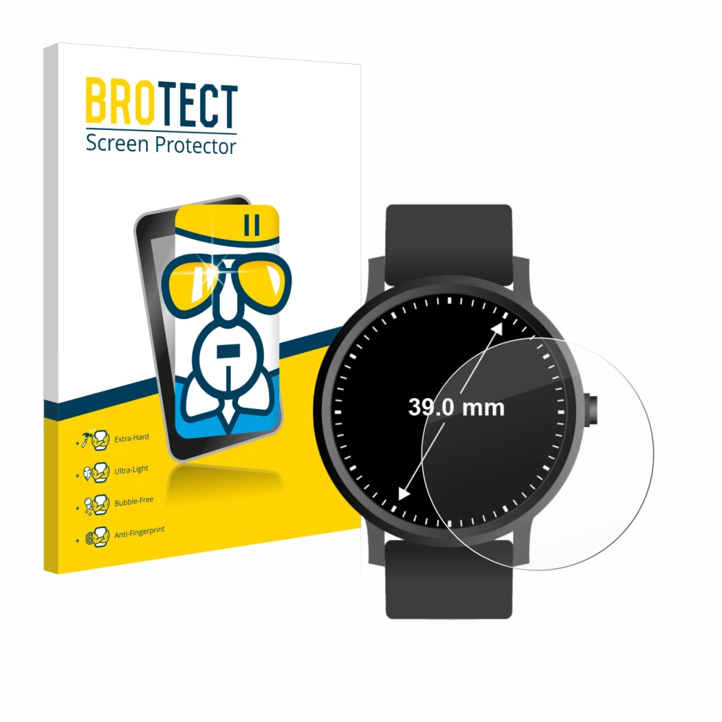 Parte frontale di una confezione del prodotto con il logo del marchio BROTECT. Accanto è raffigurato il dispositivo Orologi (C