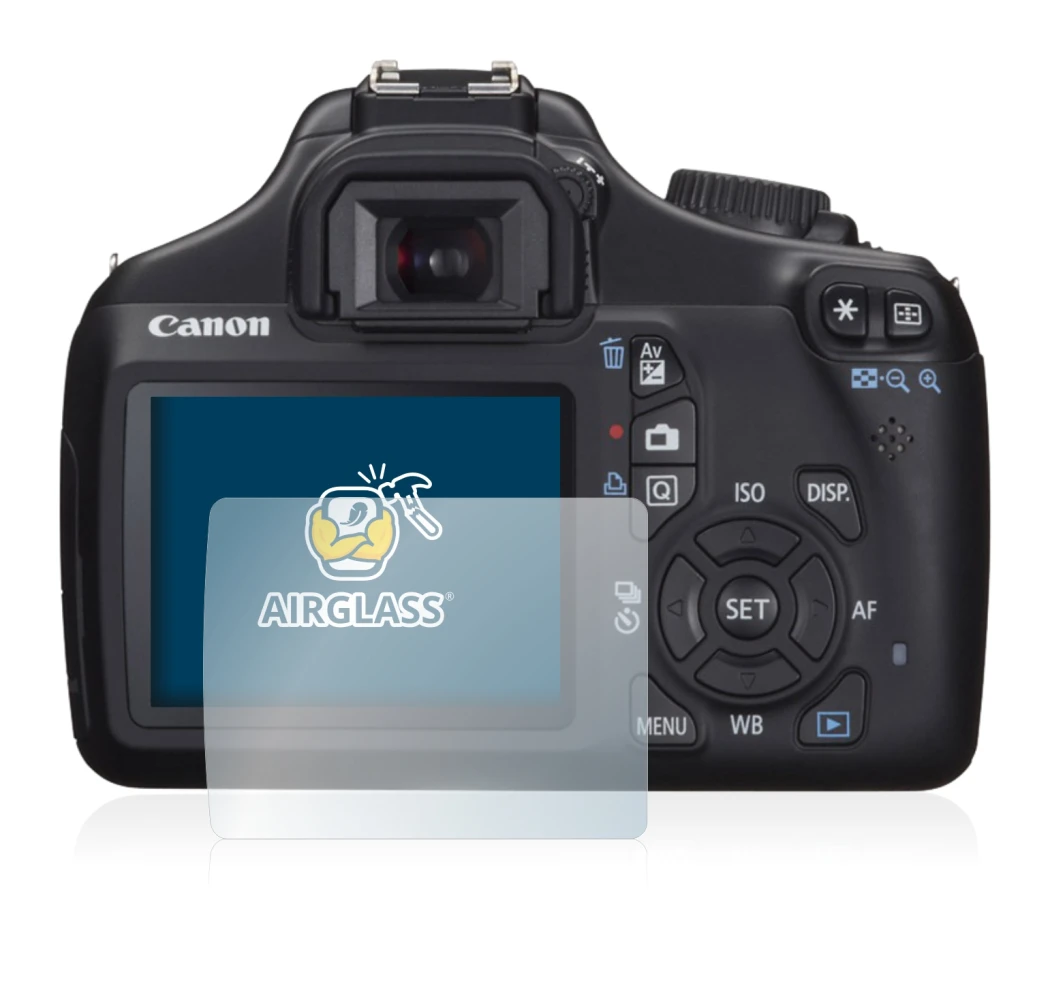 Immagine del dispositivo Canon EOS 1100D con un'ampia varietà di protezioni per lo schermo.