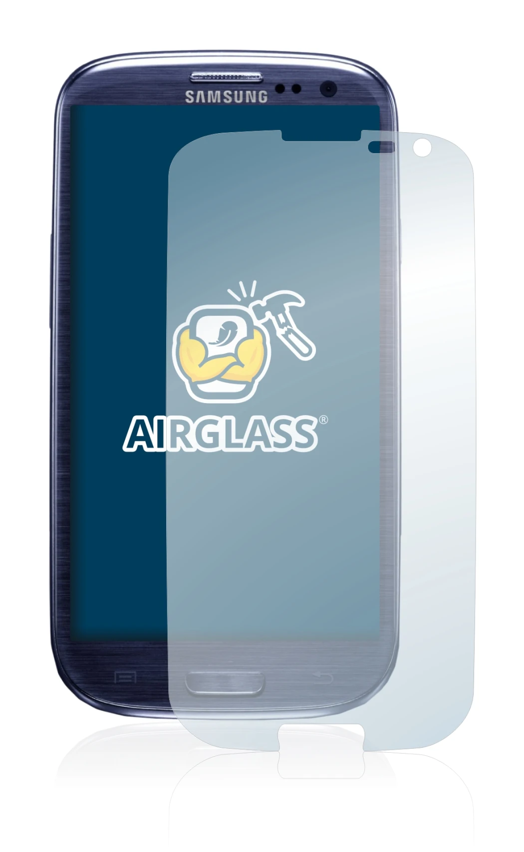 Immagine del dispositivo Samsung Galaxy S3 I9300 con un'ampia varietà di protezioni per lo schermo.