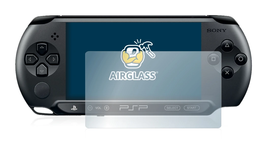 Immagine del dispositivo Sony PSP 1004 con un'ampia varietà di protezioni per lo schermo.