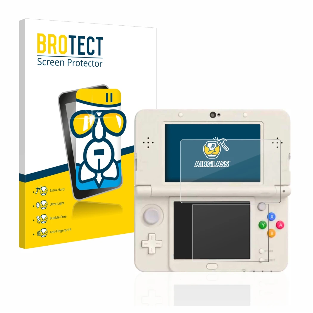 Parte frontale di una confezione del prodotto con il logo del marchio BROTECT. Accanto è raffigurato il dispositivo Nintendo N