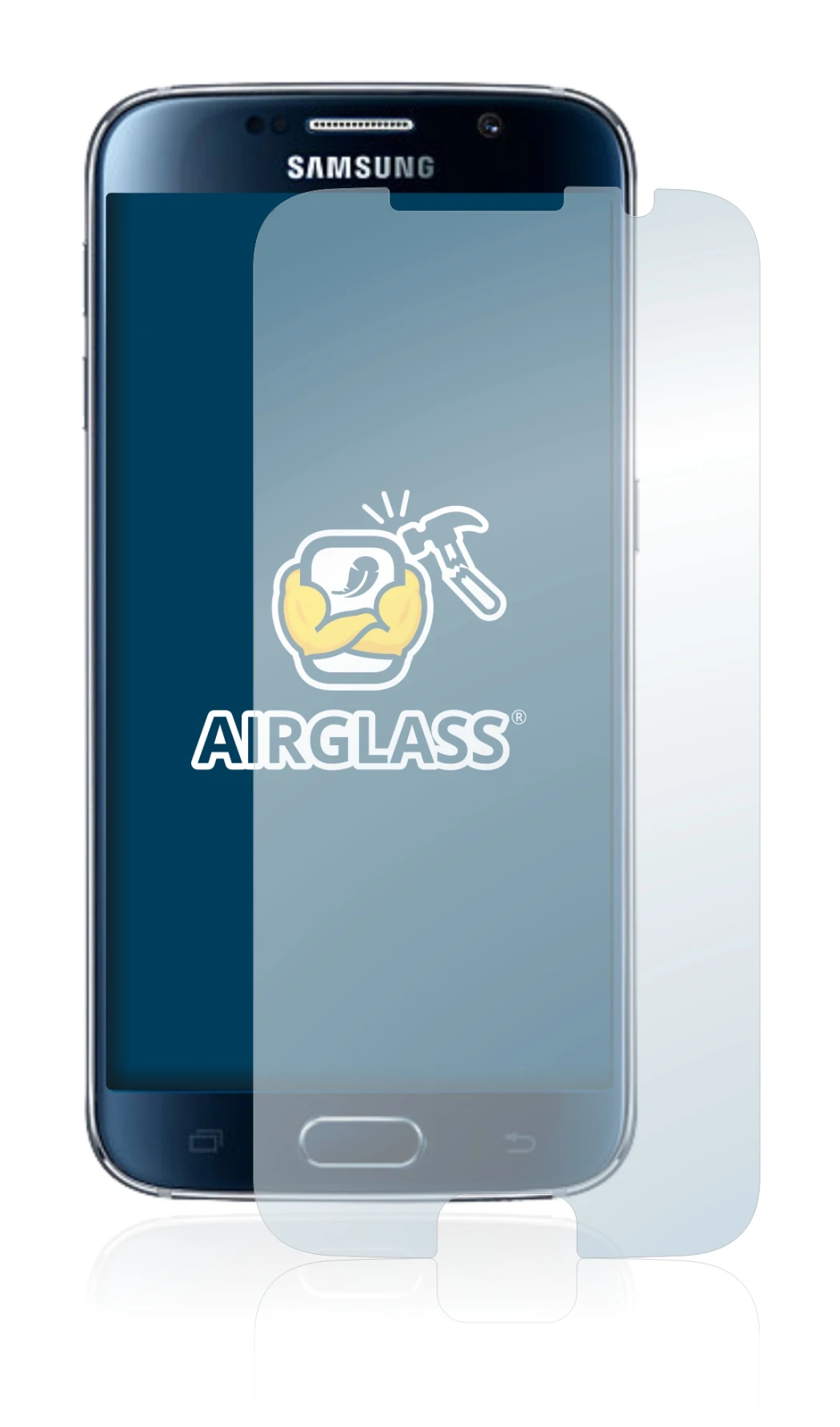 Immagine del dispositivo Samsung Galaxy S6 con un'ampia varietà di protezioni per lo schermo.